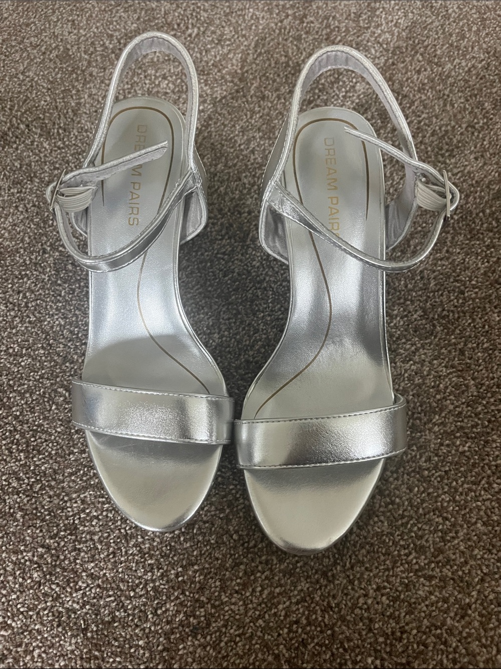 Dream Pairs Silver Ankle Strap Block Heel Sandals - Picture 3 of 4